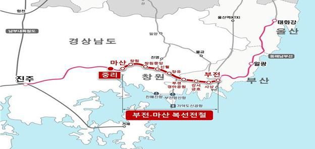 [창원=뉴시스] 강경국 기자 = 부전~마산 복선전철 노선도. (사진=창원시청 제공). 2025.05.15. photo@newsis.com *재판매 및 DB 금지
