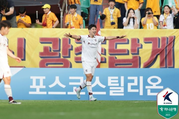 [서울=뉴시스]K리그1 광주 박인혁 결승골. (사진=한국프로축구연맹 제공)