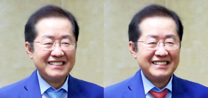 [서울=뉴시스] 파란색과 빨간색 넥타이를 맨 홍준표. (출처=홍준표 페이스북) 2025.05.21. photo@newsis.com *재판매 및 DB 금지