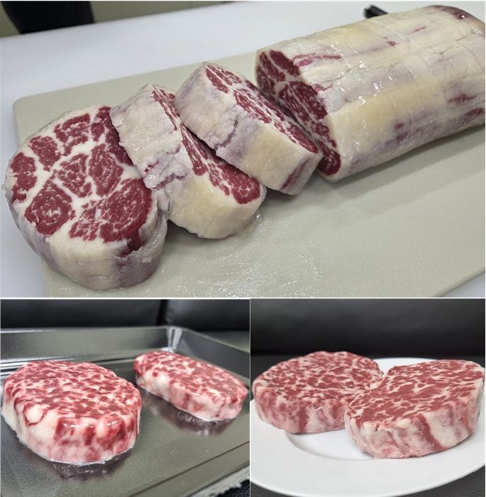 [진주=뉴시스]경상국립대 주선태 교수가 개발한 하이브리드 배양육.(사진=경상국립대 제공).2025.05.23.photo@newsis.com *재판매 및 DB 금지