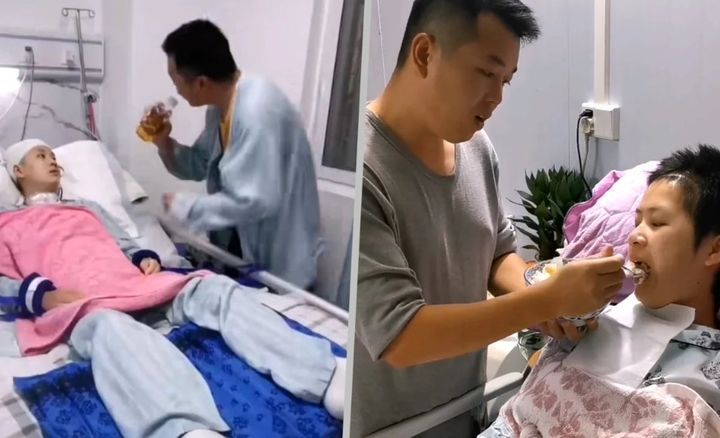 [뉴시스] 혼수상태에 빠진 아내를 위해 매일 춤과 노래를 부르며 지극정성으로 간호한 끝에 아내가 기적적으로 깨어난 사연이 전해졌다. (사진=SCMP) *재판매 및 DB 금지