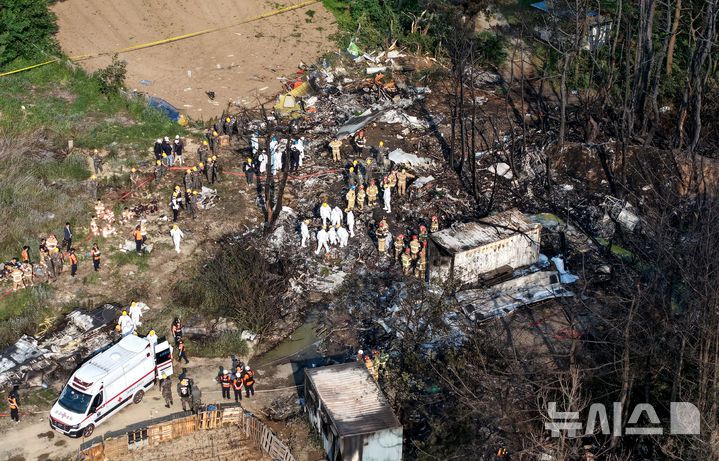 [포항=뉴시스] 이무열 기자 = 29일 오후 1시 52분께 경북 포항시 남구 동해면 신정리 인근 한 야산에 해군 항공사령부 소속 P-3 해상초계기가 추락해 군과 소방 당국 등 관계기관이 현장 수습을 하고 있다. 2025.05.29. lmy@newsis.com
