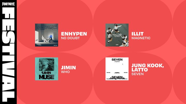 [서울=뉴시스] 에픽게임즈코리아는 11일 '포트나이트'를 국내 확장 출시한다고 밝혔다. 이날부터 정국, 지민, 엔하이픈, 아일릿 등 국내 아티스트의 음악이 포함된 새로운 잼 트랙을 경험할 수 있다. (사진=에픽게임즈 제공) *재판매 및 DB 금지