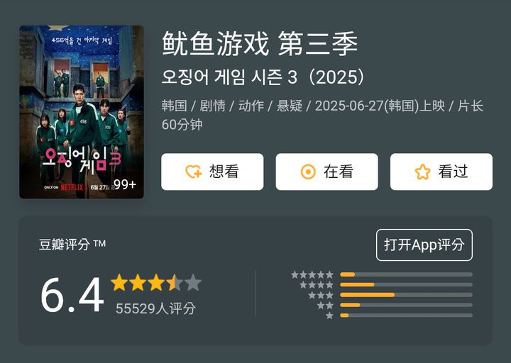 [서울=뉴시스] 중국 최대 리뷰 사이트 더우반에 '오징어게임3' 관련 리뷰 (사진=서경덕 교수팀 제공) 2025.07.04. photo@newsis.com *재판매 및 DB 금지