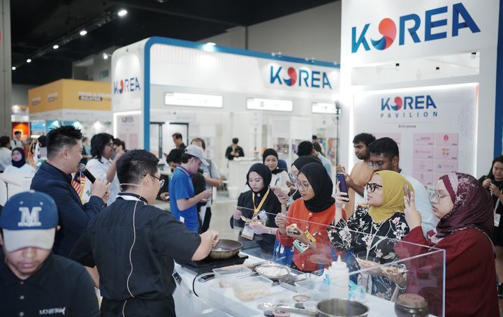 [세종=뉴시스]2025 말레이시아 식품박람회(FDM 2025) 한국관 현장사진. (사진=한국농수산식품유통공사 제공) *재판매 및 DB 금지