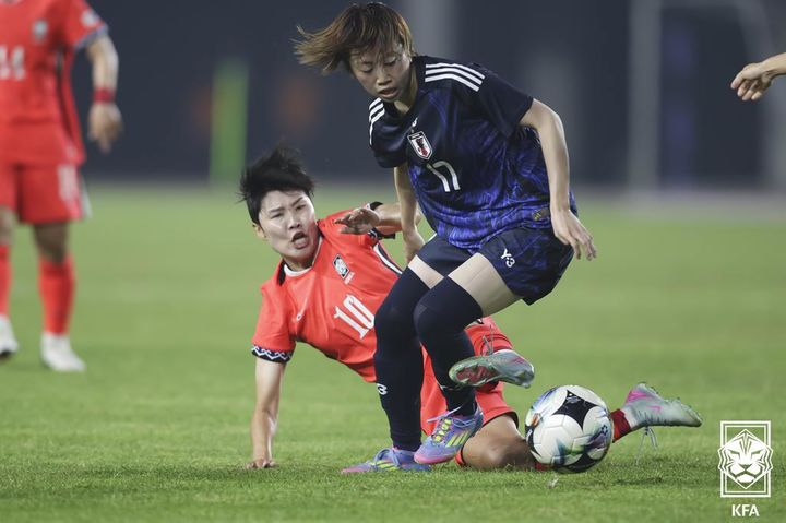 [화성=뉴시스]여자축구 한일전 지소연. (사진=대한축구협회 제공)