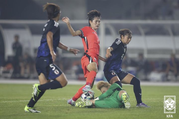 [화성=뉴시스]여자축구 한일전 문은주. (사진=대한축구협회 제공)