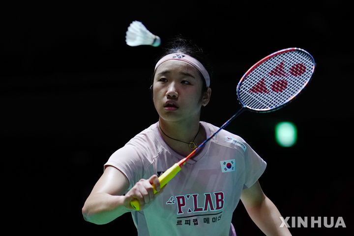 [도쿄=신화/뉴시스] 배드민턴 안세영, 한웨와의 세계배드민턴연맹(BWF) 월드투어 슈퍼 1000 중국오픈 여자단식 준결승에서 기권패. 2025.07.18.