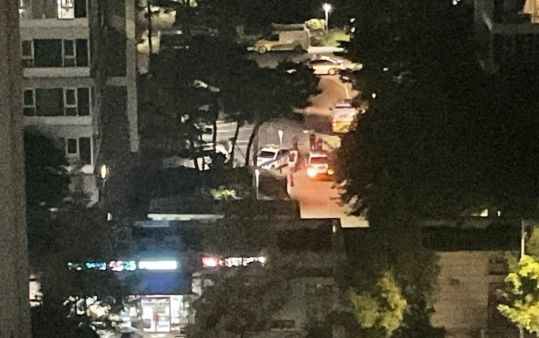 [인천=뉴시스] 총기 사고가 발생한 20일 오후 인천 연수구 송도국제도시의 한 아파트 모습. (사진=온라인커뮤니티 갈무리) 2025.07.21. photo@newsis.com  *재판매 및 DB 금지 *재판매 및 DB 금지