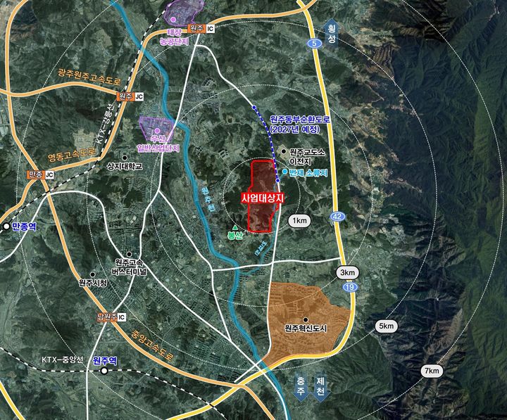 원주태봉산단 위치도. *재판매 및 DB 금지