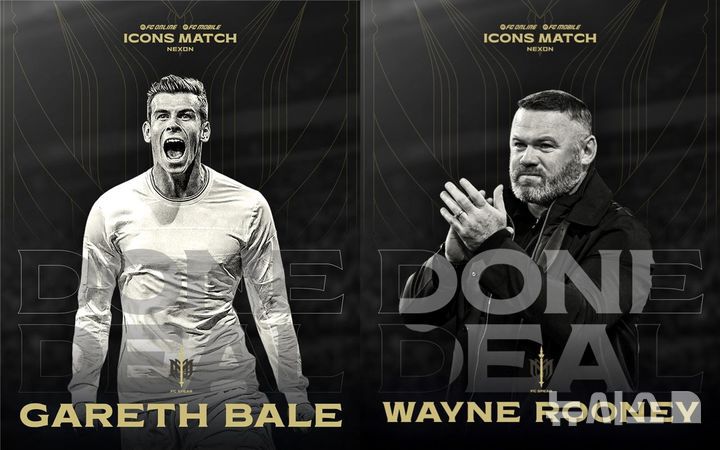 [서울=뉴시스] 21일 넥슨에 따르면 다음 달 13일부터 양일간 서울월드컵경기장에서 열리는 '2025 아이콘매치: 창의 귀환, 반격의 시작'에 가레스 베일(왼쪽)과 웨인 루니가 'FC 스피어' 선수로 참가한다. (사진=넥슨 제공)