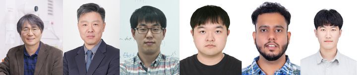 [울산=뉴시스] 울산과학기술원(UNIST) 연구진. 나명수 UNIST 교수(왼쪽부터), 전형필 한양대 교수, 민승규 UNIST 교수, 이성환 연구원, 샤르마 아미토쉬 연구원, 이재혁 연구원. (사진=(UNIST 제공) 2025.08.28. photo@newsis.com *재판매 및 DB 금지