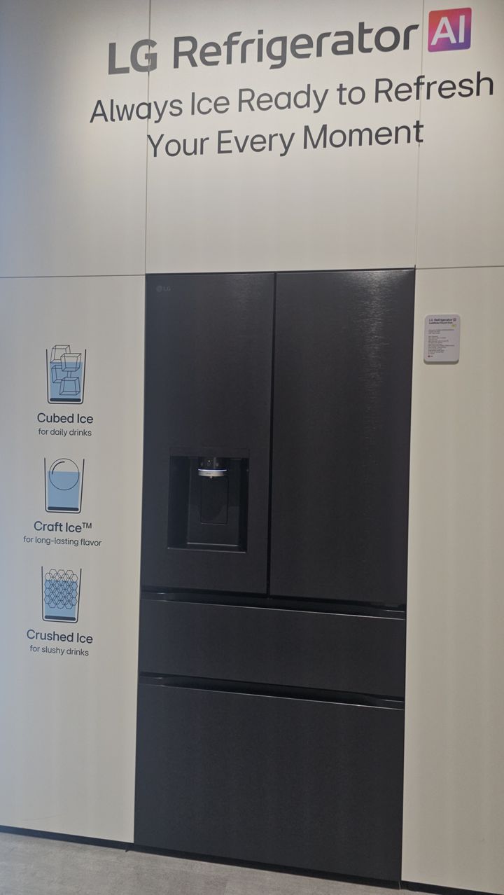 [베를린=뉴시스]LG전자는 올해 IFA 2025를 통해 얼음을 3가지 종류로 만들 수 있는 아이스 메이커를 선보였다. 원형 얼음(크래프트 아이스)을 만들 수 있는 것이 특징이다. photo@newsis.com *재판매 및 DB 금지