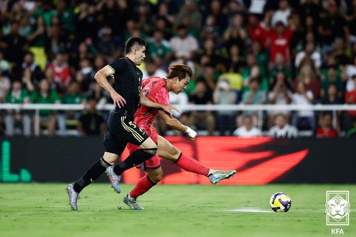 [서울=뉴시스] 한국 남자 축구 대표팀의 오현규. (사진=대한축구협회 제공)  *재판매 및 DB 금지