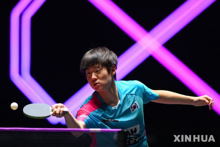 [마카오=신화/뉴시스] 오준성, 월드테이블테니스(WTT) 챔피언스 도하 2026 32강 탈락. 사진은 지난해 9월 마카오 챔피언스 당시. 2025.09.10.