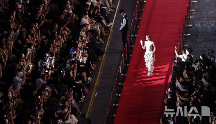 [부산=뉴시스] 하경민 기자 = 제30회 부산국제영화제 개막식이 열린 17일 부산 해운대구 영화의전당에서 블랙핑크 리사가 레드카펫을 지나고 있다. 26일까지 열흘간 열리는 이번 영화제는 7개 극장 31개 스크린에서 공식 초청작 64개국 241편과 커뮤니티비프 87편 등 총 328편의 작품을 상영한다. 2025.09.17. yulnetphoto@newsis.com