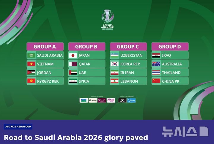 [서울=뉴시스] 2026 아시아축구연맹(AFC) 23세 이하(U-23) 아시안컵 조별리그 조 추첨 결과 이미지. (사진=AFC 홈페이지 캡처) *재판매 및 DB 금지