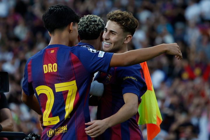 [바르셀로나=AP/뉴시스] 스페인 프로축구 프리메라리가 바르셀로나의 페르민 로페스. 2025.10.21.