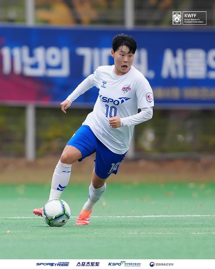 [서울=뉴시스] 여자축구 화천 KSPO의 최유정. (사진=한국여자축구연맹 SNS 캡처) 2025.11.15. photo@newsis.com *재판매 및 DB 금지