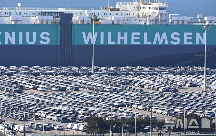 [평택=뉴시스] 김종택기자 = 사진은 지난 1일 경기 평택항 자동차전용부두에 수출용 차량이 세워져 있는 모습. 2025.12.01. jtk@newsis.com