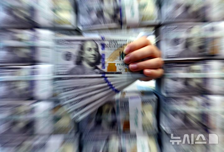 [서울=뉴시스] 박주성 기자 = 서울 중구 하나은행 위변조대응센터에서 관계자가  보유중인 달러를 정리하고 있는 모습.2025.12.03. park7691@newsis.com