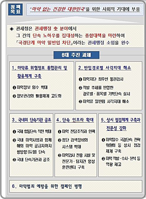 [대전=뉴시스] 관세청 마약단속 종합대책 추진 방향 요약도.(사진=관세청 제공) *재판매 및 DB 금지