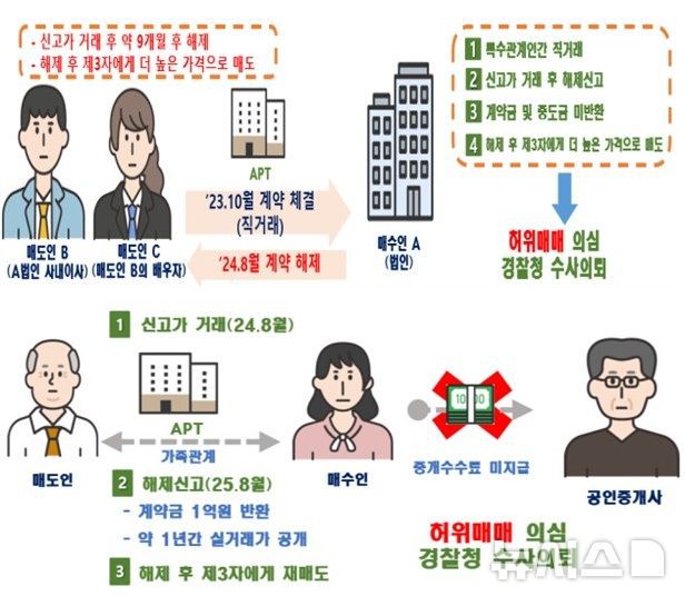 [서울=뉴시스] 실거래가 띄우기 기획조사 주요 위법 의심 사례. (자료= 국토교통부 제공)