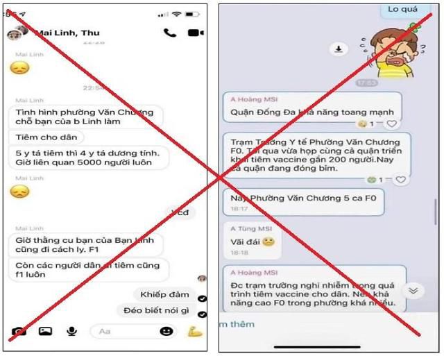 베트남 페이스북 커뮤니티에 하노이 동다구에 밀접접촉자 5000명이 발생했다는 허위사실 게시물이 유포됐다.