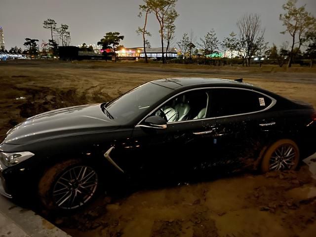 제네시스 챔피언십 주차장 진흙 속에 빠진 제네시스.