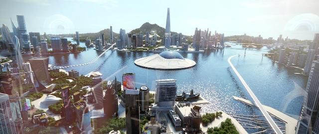 롯데 메타버스의 허브월드에 진입할 때 나타나는 시티뷰