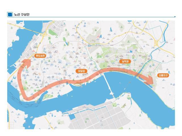 목포 시내 트램 노선 계획도