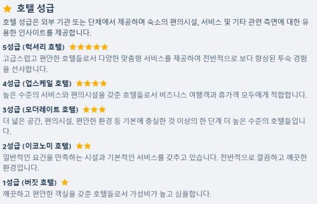 트립닷컴에서 자체적으로 부여하고 있는 성급 기준. [사진=트립닷컴]