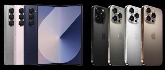 (왼쪽부터) 삼성전자 '갤럭시 Z 폴드6', 애플 '아이폰 16 프로' [사진= 각사]