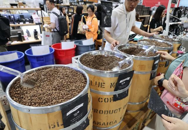 '원두 저렴하게 구매하세요'     (서울=연합뉴스) 이재희 기자 = 29일 서울 강남구 세텍에서 열린 '2024 서울 카페&베이커리페어 시즌2'의 한 부스에서 원두를 홍보하고 있다. 2024.8.29     scape@yna.co.kr/2024-08-29 14:50:50/ <저작권자 ⓒ 1980-2024 ㈜연합뉴스. 무단 전재 재배포 금지, AI 학습 및 활용 금지>[<저작권자 ⓒ 1980-2024 ㈜연합뉴스. 무단 전재 재배포 금지, AI 학습 및 활용 금지>]