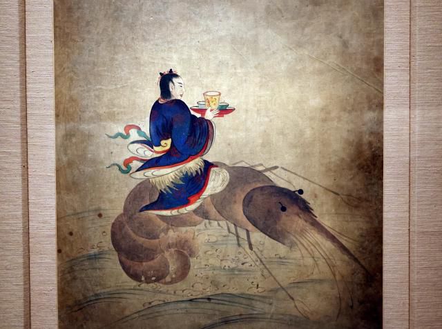 하상선인도. 새우를 타고 바다를 건너는 신선을 그렸다.