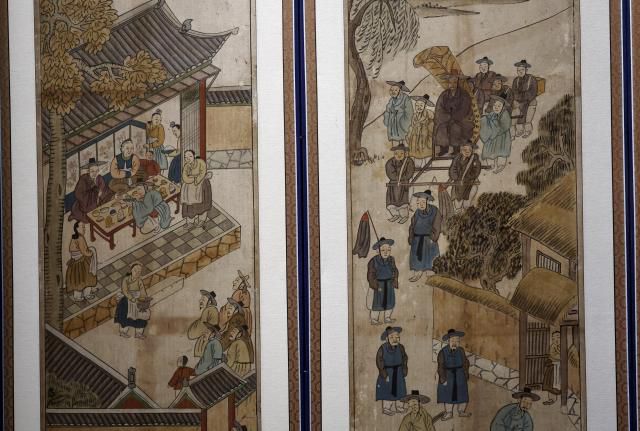 평생도 8폭 병풍. 이상적인 무관의 삶을 그린 무관평생도이다.