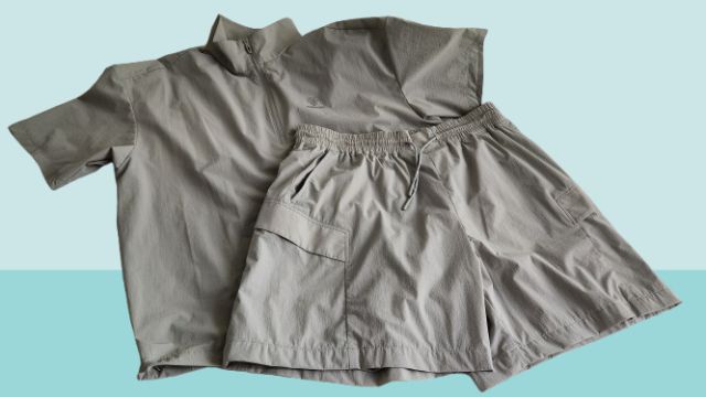 블랙야크의 '아이스 프레쉬(ICE FRESH) A' 집업 반팔티와 반바지 [사진=조현미 기자]