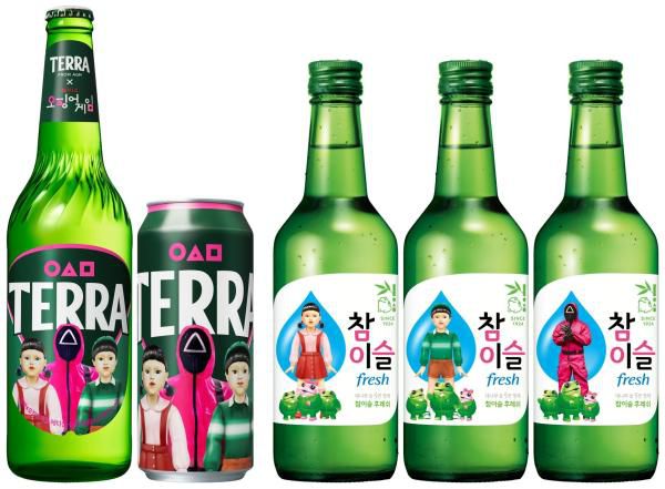 하이트진로, 테라·참이슬 오징어게임 에디션 제품 이미지 [사진=하이트진로]