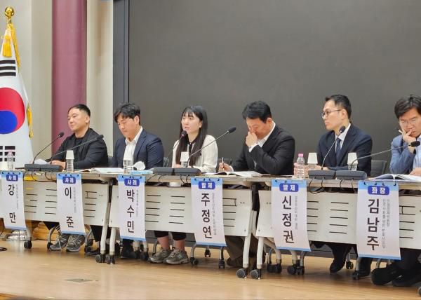 박수민 에이치엠 그룹 대표가 10일 국회의원회관 제1소회의실에서 열린 '티메프(티몬·위메프) 사태 해결을 위한 정책 토론회'에서 발언하고 있다. [사진=홍승완 기자]