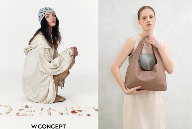 W컨셉에 입점한 '다이닛'(왼쪽)·LF 아떼 바네사브루노 액세서리의 '마롱 소프트백' [사진=각 사]