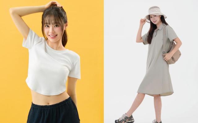 BYC '보디드라이 크롭탑'(왼쪽)·마운티아 '스피네원피스' [사진= 각 사]