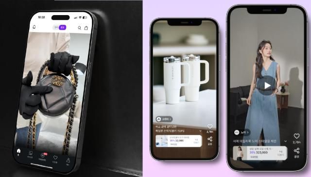 트렌비 '라이브 쇼핑 서비스'(왼쪽)·라포랩스 퀸잇 '숏츠' 서비스 [사진=각 사]