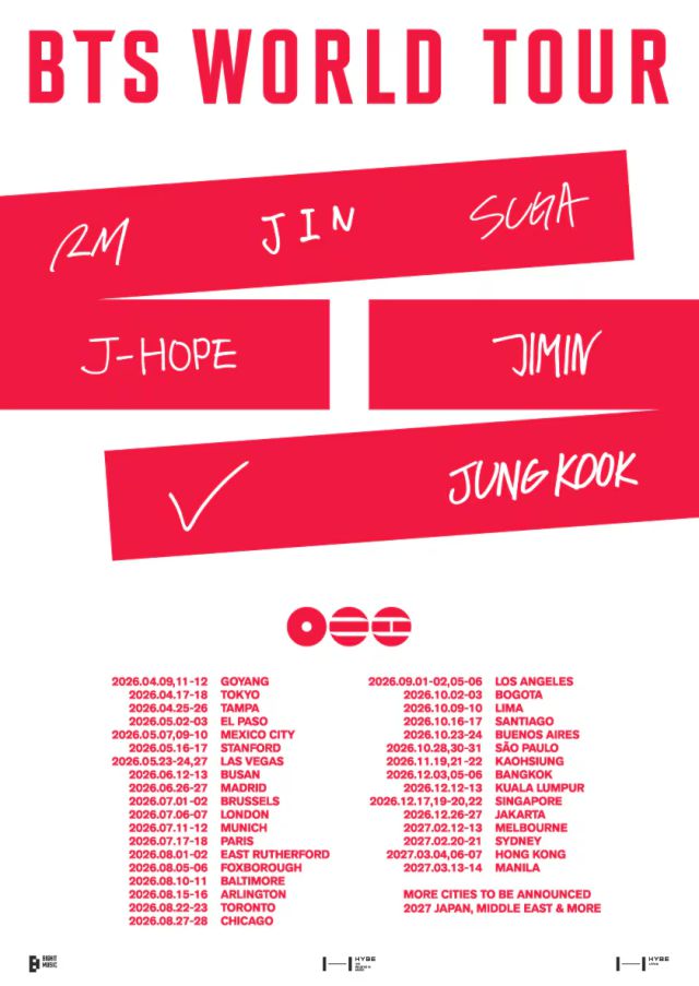 World Tour Poster of upcoming K-pop Boy Group BTS (Courtesy of Big Hit Music)