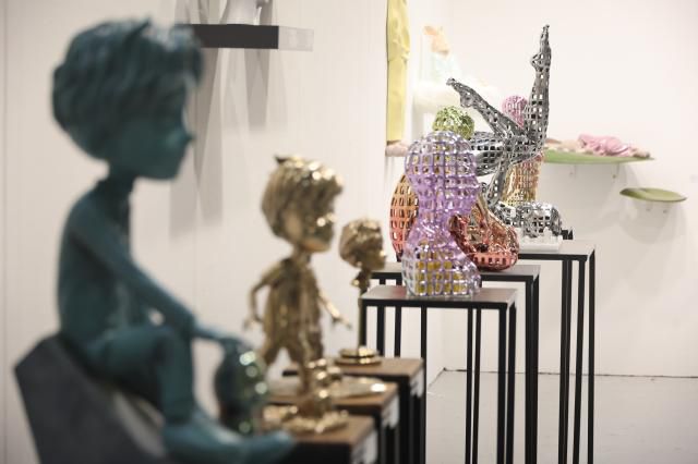 Sculptures are displayed at the Seoul International Sculpture Festa 2026 at COEX in Gangnam, Seoul, Jan. 14, 2026.