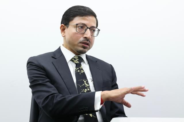 H.E. Gourangalal Das, Ambassador of India to South Korea, speaks during an interview with AJP at the Aju Newsroom on Jan. 16, 2026. AJP Yoo Na-hyun