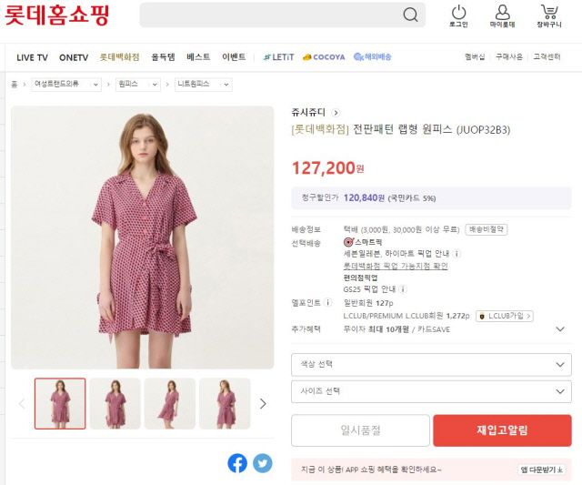 류 의원이 입었던 원피스는 대부분 온라인 쇼핑몰에서 품절됐다. /인터넷 쇼핑 사이트 갈무리