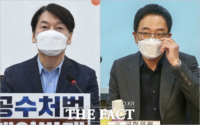 안철수 국민의당 대표(왼쪽)와 금태섭 전 민주당 의원은 서울시장 보궐선거에 야권단일후보로 출마하는 것을 노리고 있다. /남윤호·이새롬 기자