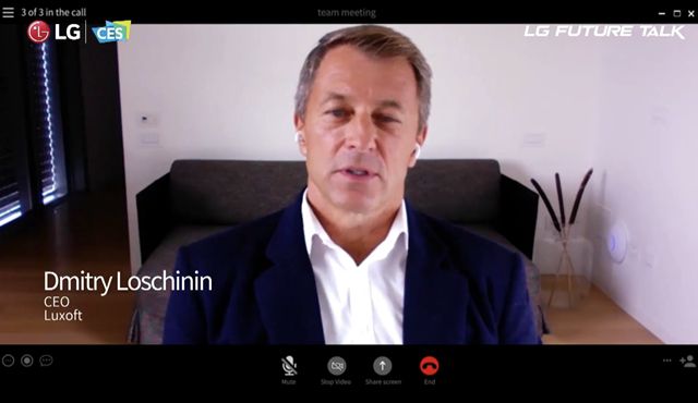 LG전자는 스위스에 본사를 둔 글로벌 소프트웨어 기업 룩소프트와 설립한 조인트벤처 '알루토'가 오는 27일 출범한다고 밝혔다. 사진은 드미트리 로스치닌 룩소프트 CEO 모습. /유튜브 갈무리