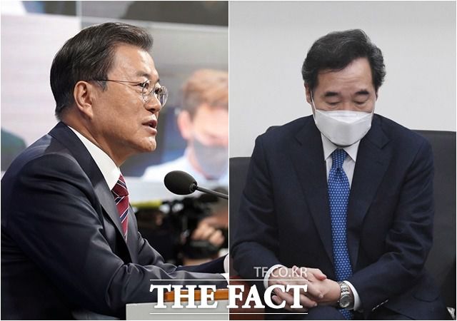 문재인 대통령은 지난 18일 신년 기자회견에서 이낙연 더불어민주당 대표가 제안한 이명박·박근혜 전 대통령 사면과 관련해 "지금은 말할 때가 아니다"고 선을 그었다. 문 대통령이 사면론에 선을 그으면서 이 대표의 정치적 입지가 좁아졌다는 분석이 나온다. /청와대 제공, 남윤호 기자