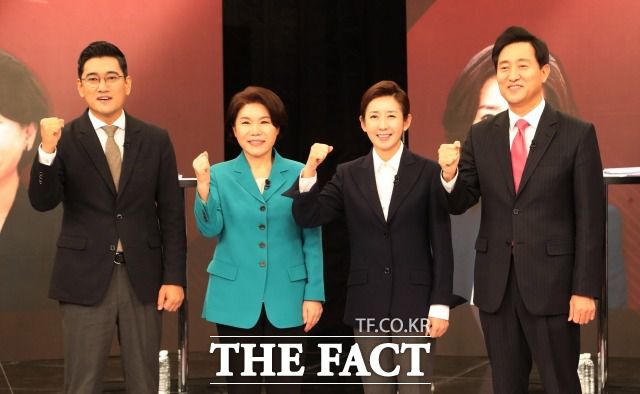 이날 오세훈 예비후보는 행정수도 이전과 야권단일화 방식을 놓고 다른 후보들의 거친 공세를 받기도 했다. /국회사진취재단